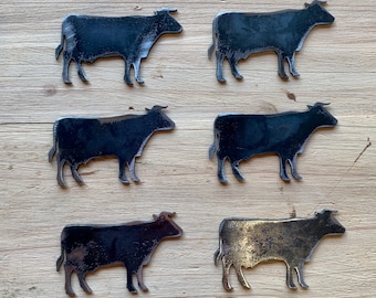 6 Cow Shapes Rusty Metal Cows | Cows for crafts and decoration