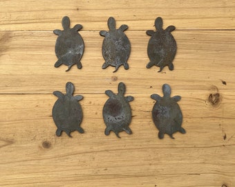 6 forme di tartaruga Tartarughe in metallo arrugginito / Tartarughe per artigianato e decorazioni