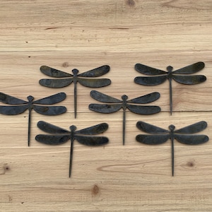 Lot Set of 6 Dragonfly Bug Insect Shapes 3 inch Rough Rusty Metal Steel Wall Art Home Stencil DIY Craft Sign Made in USA