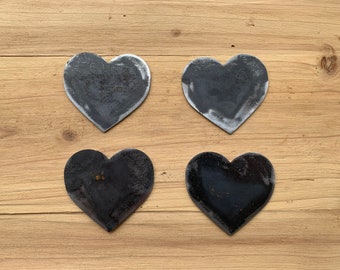 Set di 4 forme di cuore in metallo da 3 pollici, in metallo arrugginito grezzo, in acciaio, per la casa, stencil fai da te, artigianato, realizzato negli Stati Uniti