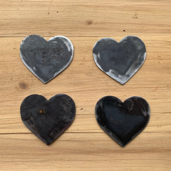 Lot Set of 4 Metal heart shapes 3 inch Rough Rusty Metal Steel Wall Art Home Stencil DIY Craft Sign Made in USA