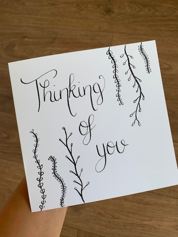 Handmade Calligraphy Thinking of You Cards Customizable Personalized Cards