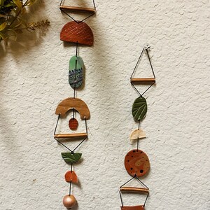 Fall Wall Clay Décor | Wall hanging in Copper tube & fall colored pieces | Bohemian fall clay wall hanging | Handmade wall decor - 2 Strands
