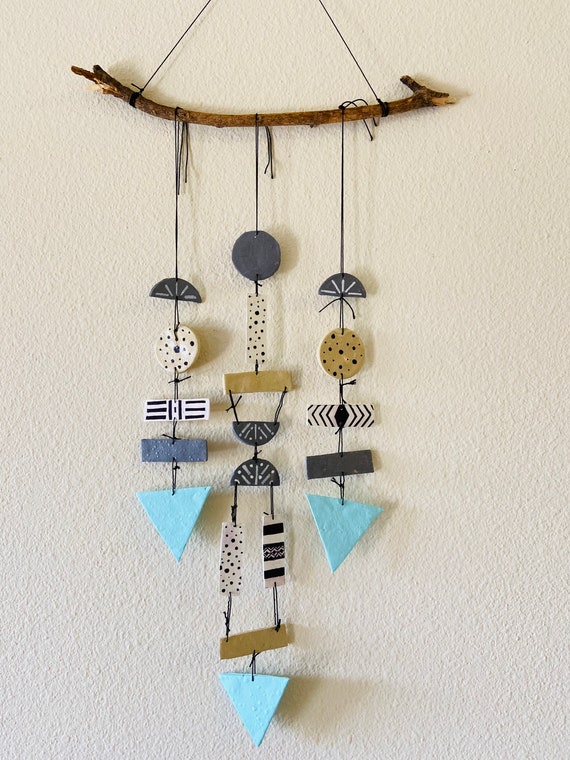 Bohemian Clay Wall Hanging Handmade Home Decor Clay Art Etsy