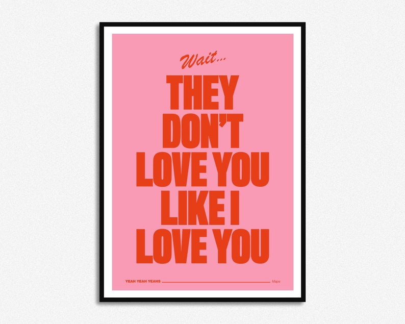 Yeah Yeah Yeahs Maps Lyrics Print Music Print A5 A4 A3 Etsy Canada
