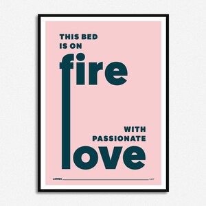 James Laid Lyrics Print Music Print Alcohol A5 A4 A3 Unframed Indie Rock Art Concert Poster Gift Passionate Love Pink & Teal