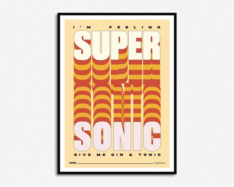 Oasis Supersonic Gin & Tonic Lyrics Print Music Print Etsy