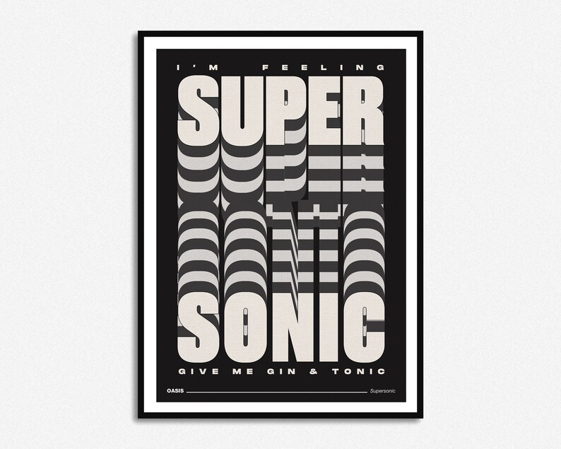 Oasis Supersonic Gin & Tonic Lyrics Print Music Print Etsy