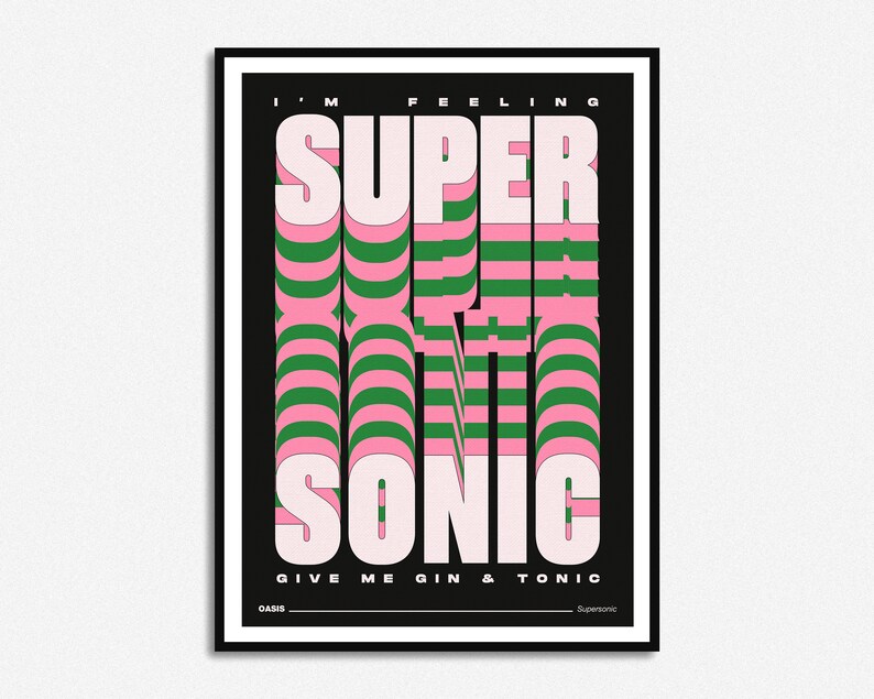 Oasis Supersonic Gin & Tonic Lyrics Print Music Print Etsy
