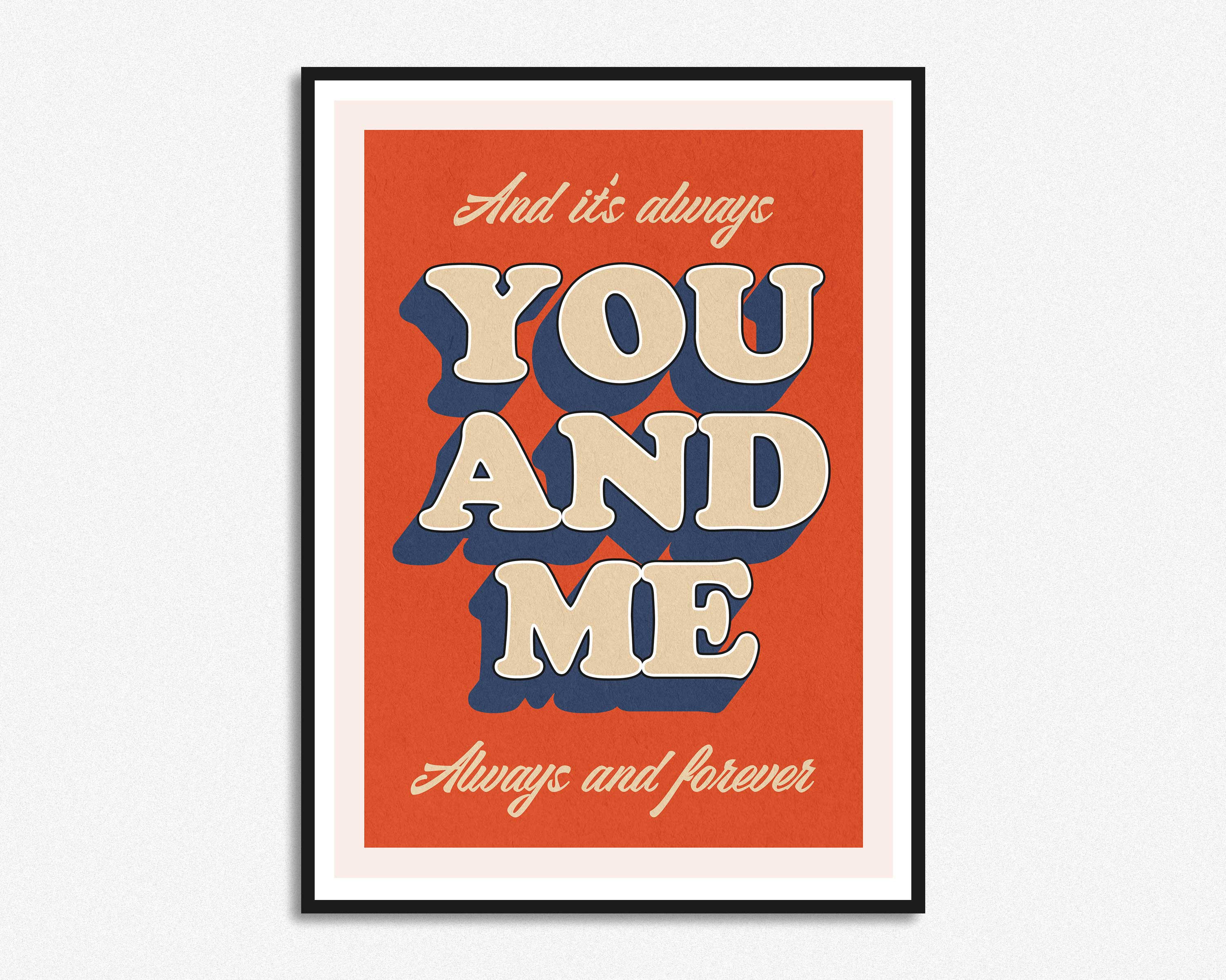 The Wannadies 'You And Me Song' Framed Song Lyrics Poster Valentine's Day Gift 