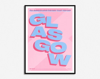 Glasgow | CityPrint | A5 A4 A3 | Unframed Indie Rock Art | Gig Poster | Scotland Gift