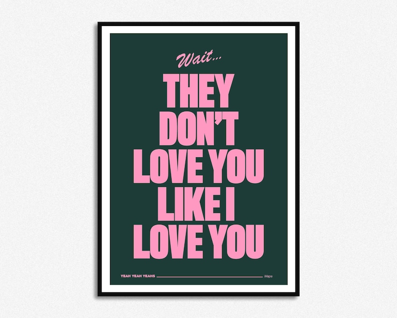 Yeah Yeah Yeahs Maps Lyrics Print Music Print A5 A4 A3 Etsy Canada