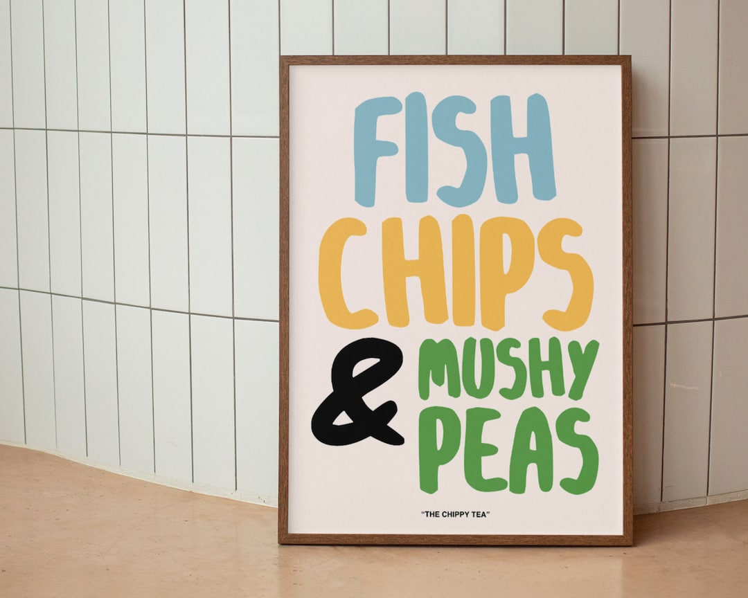 Fish, Chips & Mushy Peas Print | the Chippy Tea Print | Quirky Kitchen ...