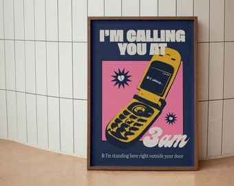 Calling You At 3am Print | Music Print | A5 A4 A3 | Unframed Indie Rock Art | Concert Gig Poster