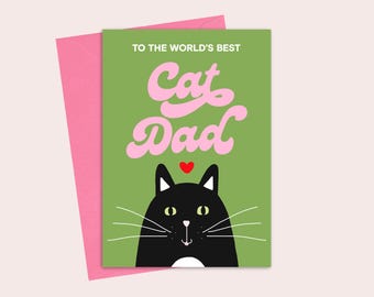 Meilleur papa chat du monde | Bonne fête des pères | Carte de voeux pour animal de compagnie