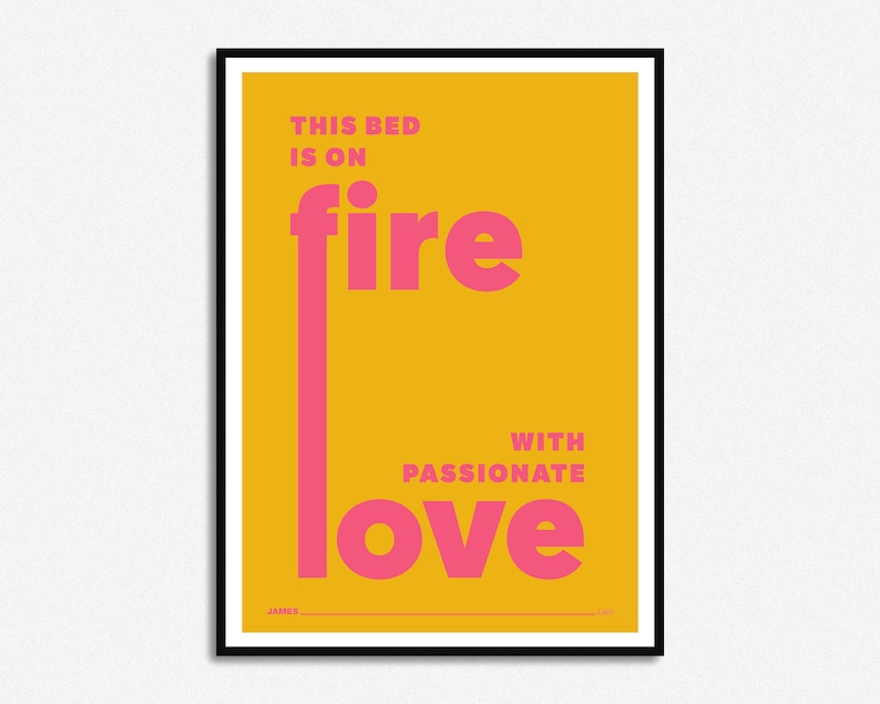 James Laid Lyrics Print Music Print Alcohol A5 A4 A3 Unframed Indie Rock Art Concert Poster Gift Passionate Love Yellow & Pink