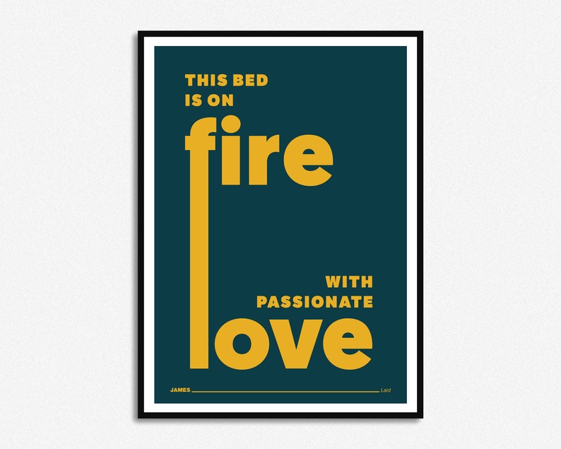 James Laid Lyrics Print Music Print Alcohol A5 A4 A3 Unframed Indie Rock Art Concert Poster Gift Passionate Love Green & Yellow