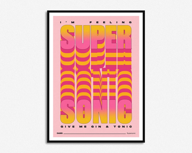 Oasis Supersonic Gin & Tonic Lyrics Print Music Print Etsy