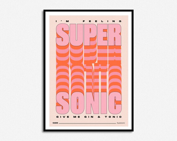 Oasis Supersonic Gin Tonic Lyrics Print Music Print Etsy