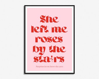 Roses By the Stairs Print | Music Print | A5 A4 A3 | Unframed Indie Rock Music Art | Gig Poster