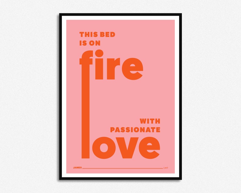 James Laid Lyrics Print Music Print Alcohol A5 A4 A3 Unframed Indie Rock Art Concert Poster Gift Passionate Love Orange & Pink