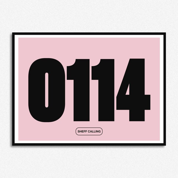 0114 Sheffield Calling Print | City Print | Area Code | Northern | The North | A5 A4 A3 A2 A1