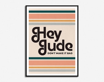 The Beatles Hey Jude Lyrics Print Retro Music A5 A4 A3 - Etsy