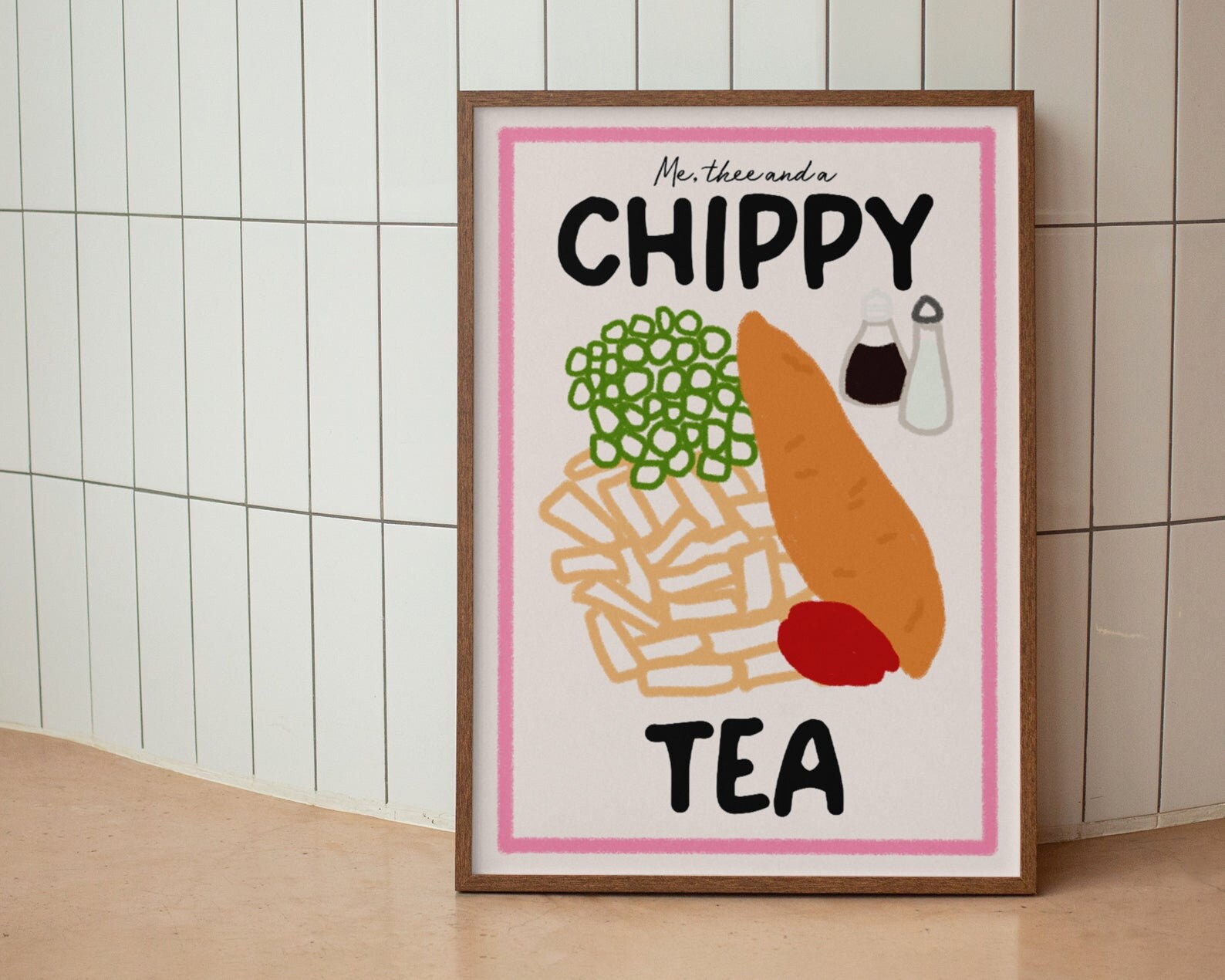 Me, Thee and A Chippy Tea Print | Illustrated Kitchen Print | Fish ...