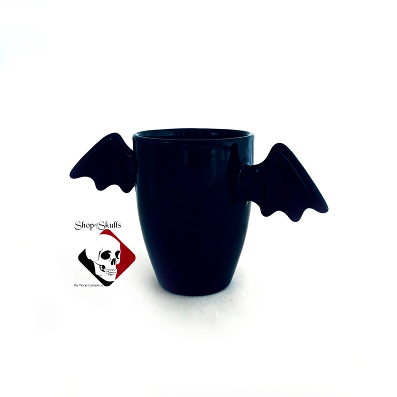 Vampire Bat Wing Handle Small Mug in Goth Black Ceramic Etsy