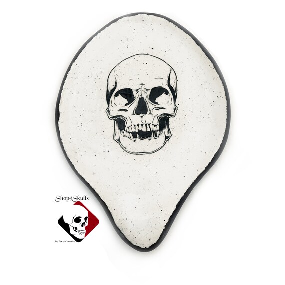 Skull Spoon Rest Black Creepy Kitchen Utility Decor Haunted Etsy