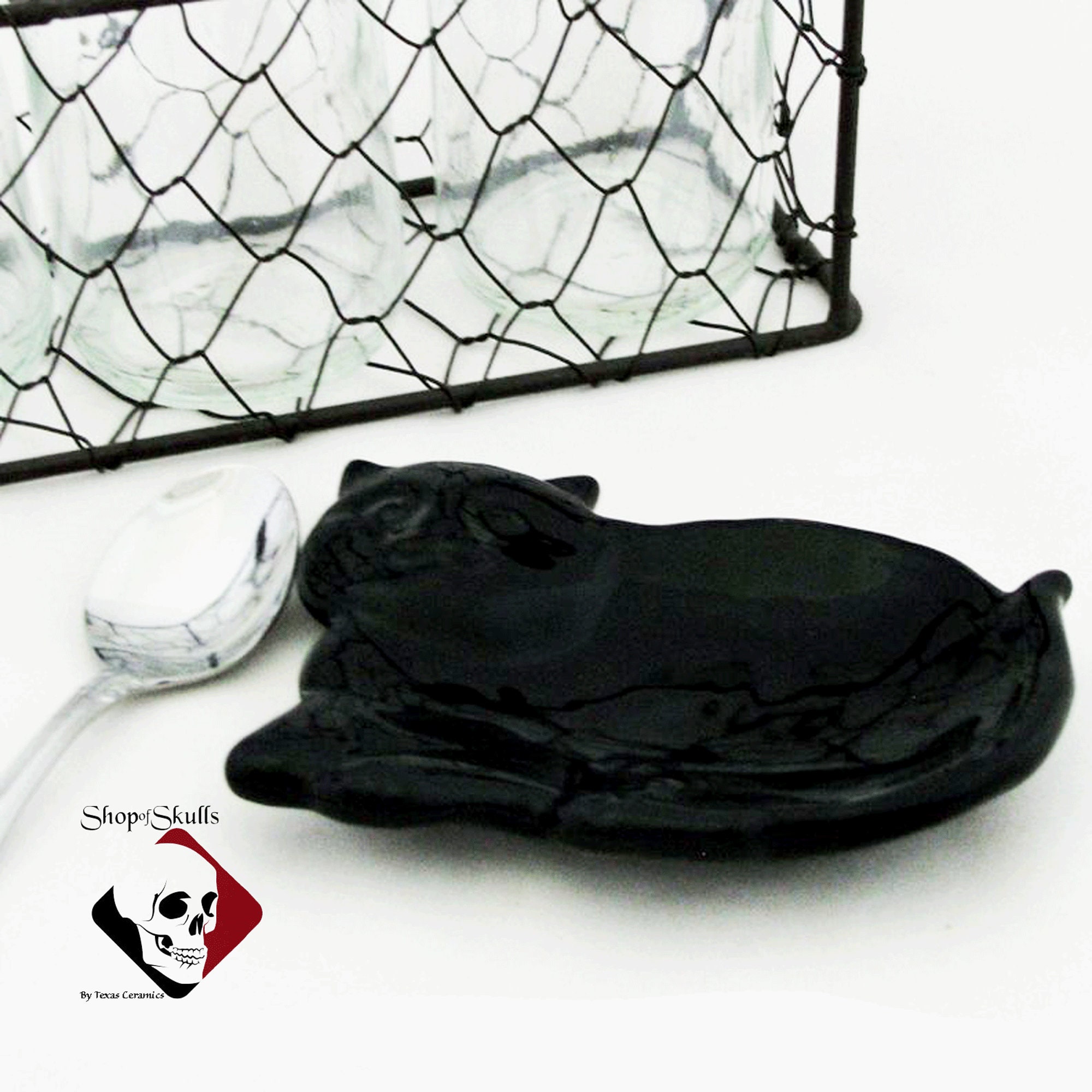 Black Cat Tea Bag Holder Small Spoon Rest A Witches Best Etsy