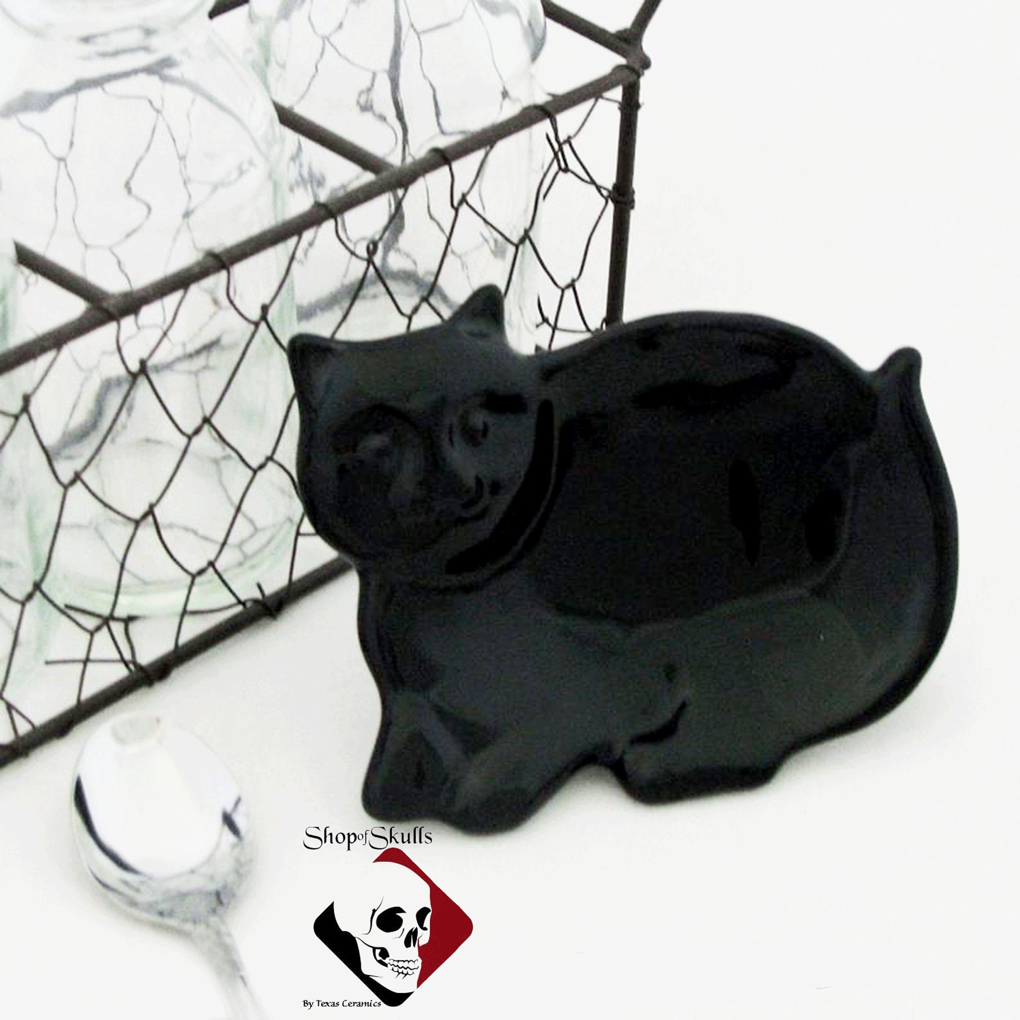 Black Cat Tea Bag Holder Small Spoon Rest A Witches Best Etsy
