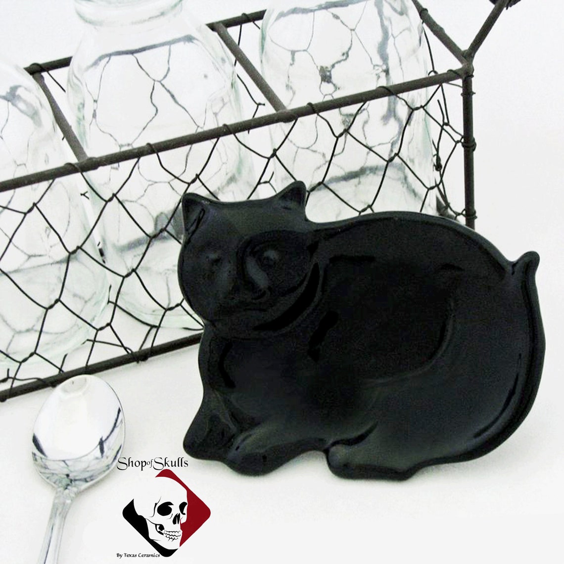 Black Cat Tea Bag Holder Small Spoon Rest A Witches Best Etsy