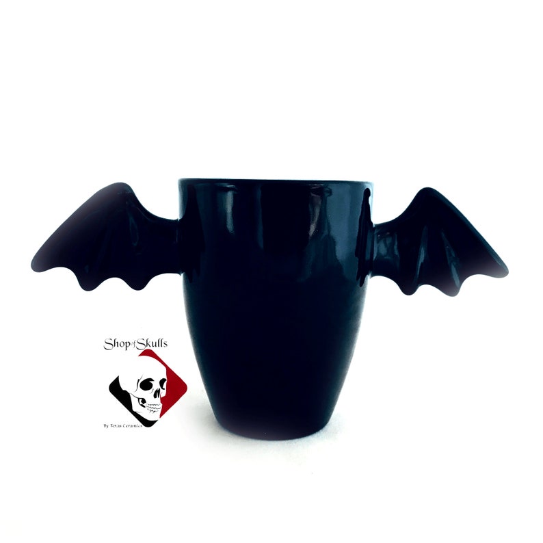 Vampire Bat Wing Handle Small Mug in Goth Black Ceramic Etsy