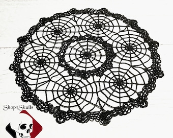 Spiderweb Lace Doily Intricate Cobweb Lace in Goth Black for Tables or Dressers for Your Favorite Haunt All Cotton Lace Made in USA