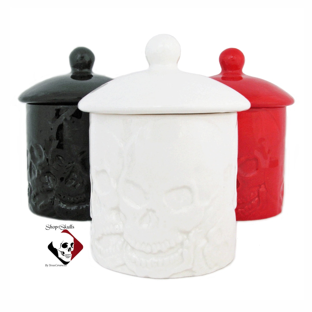 Skull Canister and Lid Skull Sugar Bowl Candy Holder Bath Etsy