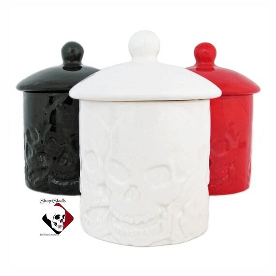 Skull Canister and Lid Skull Sugar Bowl Candy Holder Bath Etsy