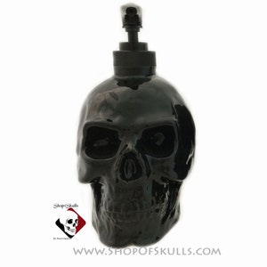 Black Skull Refillable Soap Dispenser Halloween Horror Paranormal Decor, Haunted Kitchen Decor, Friday 13th Accessory, Dark Romance Decor