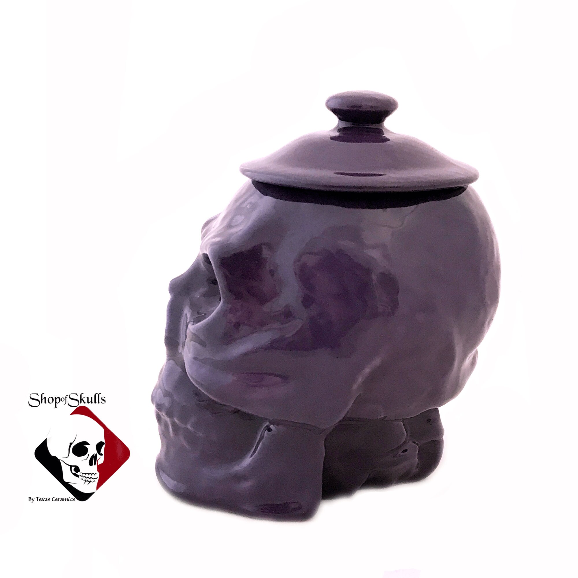 Purple Skull Sugar Bowl With Lid Ceramic Skull Container Etsy