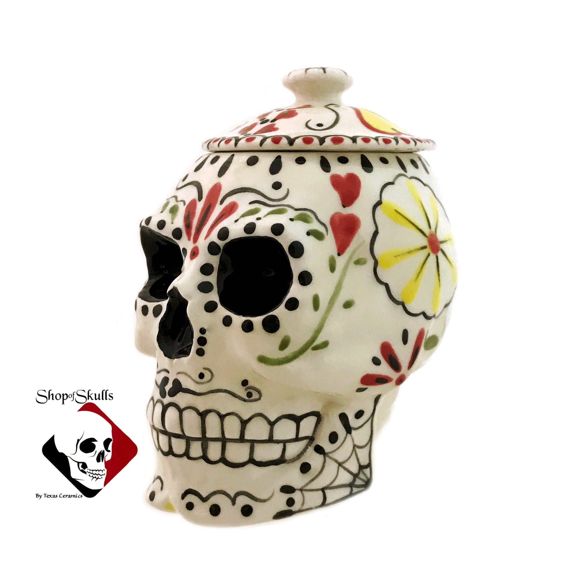 Day of the Dead Skull Sugar Bowl with Lid Ceramic Skull Etsy