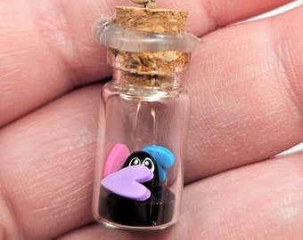 Tiny Slime Monster Pet with Hearts in a Glass Bottle - Your Cute but Mighty Fantasy Companion! Gelationous Cube RPG DnD Unique gift
