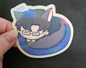 Holographic Love and Deepspace Sleeping Kitty Zayne Stickers
