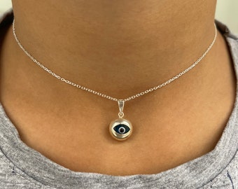 Evil Eye Necklace, Silver evil Eye necklace, tiny eye necklace, minimal necklace ,to mom gift, tiny Eye Necklace, gift eye necklace, chokers
