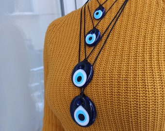 glass eye necklace, evil eye necklace, black rope eye necklace, big evil eye necklace, blue eye necklace, eye necklace, glass necklace, rope