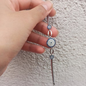 Evil eye bracelet, charm bracelet, women evil eye bracelet, silver chain evil eye bracelet, blue evil eye charm bracelet, evil eye wristband