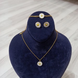 Daisy jewelry set , tiny daisy jewelry set ,925 silver daisy jewelry set , bridal jewelry set , bridal gift , wedding jewelry set, wedding