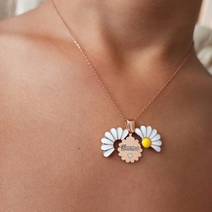 Daisy necklaces , tiny daisy necklace ,925 silver daisy necklace ,daisy pendants ,tiny daisy gift necklace ,to mom gift , gift to girlfriend image 2