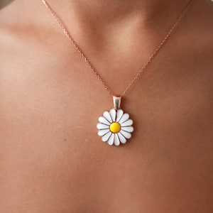 Daisy necklaces , tiny daisy necklace ,925 silver daisy necklace ,daisy pendants ,tiny daisy gift necklace ,to mom gift , gift to girlfriend image 1