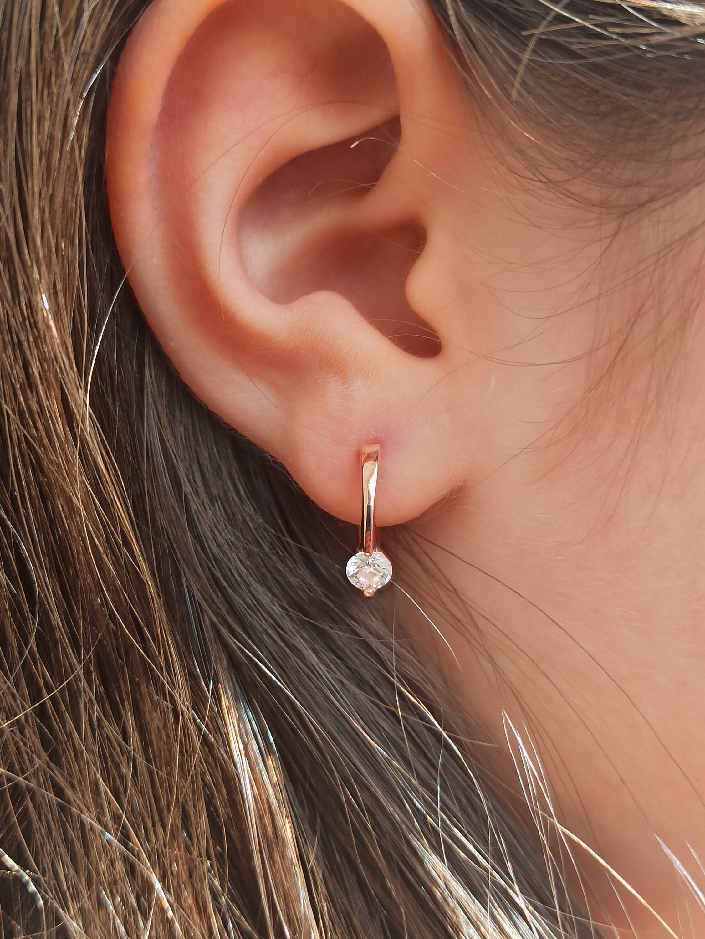 Solitaire earrings 925silver earring solitaire earring gold Etsy