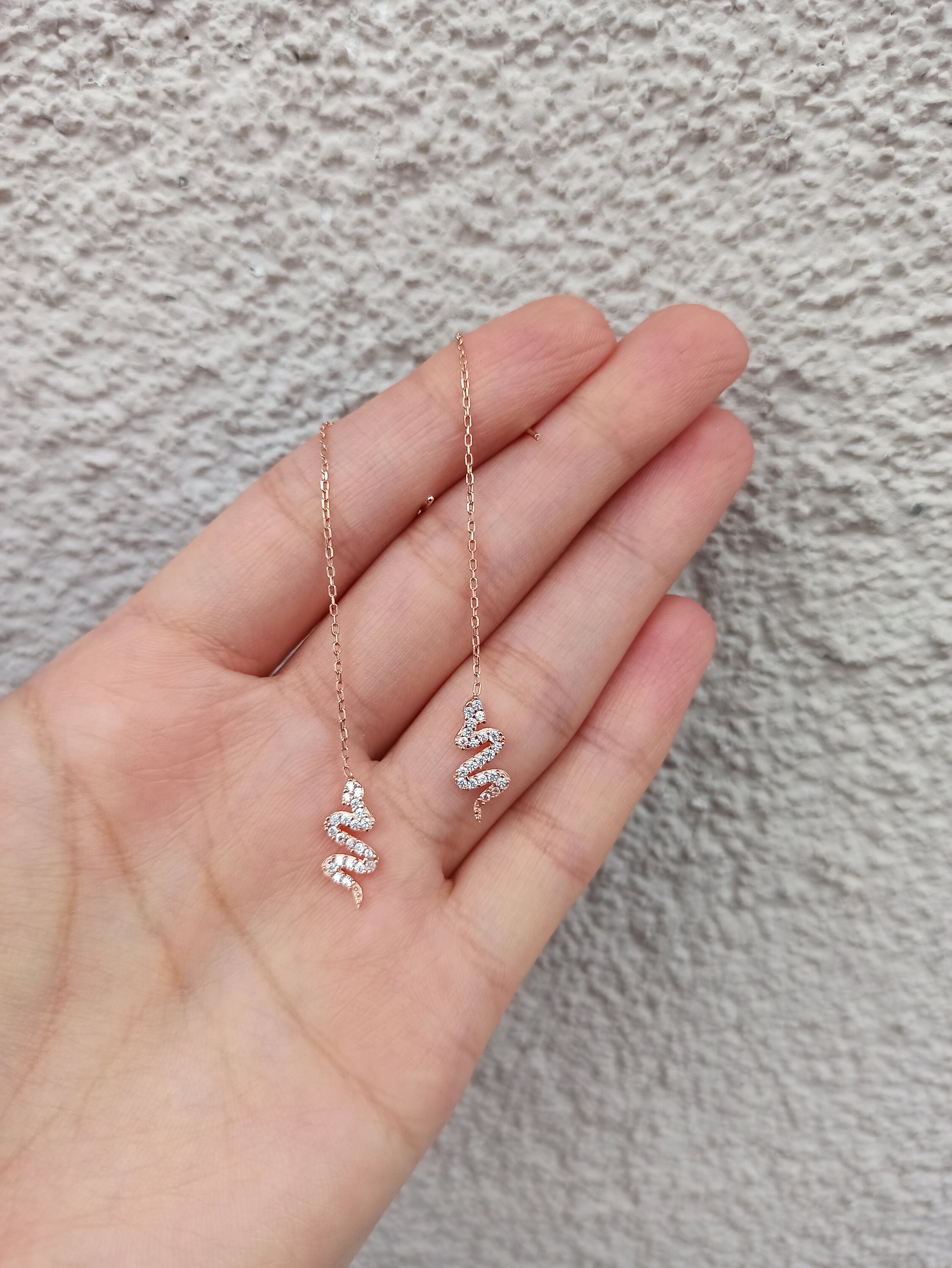 Snake Chain Earrings Snake Earring Drop Earrings Snake Etsy